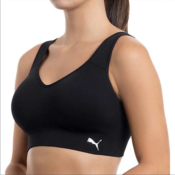 NEW PUMA 2 Pack Seamless Active Performance Sports Bra - Black / Gray - Picture 5 of 10